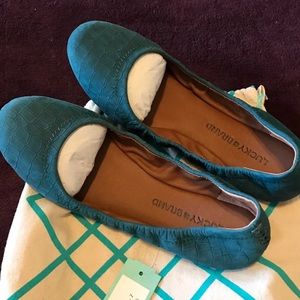 NWT Lucky Brand teal leather ballet flats size 7